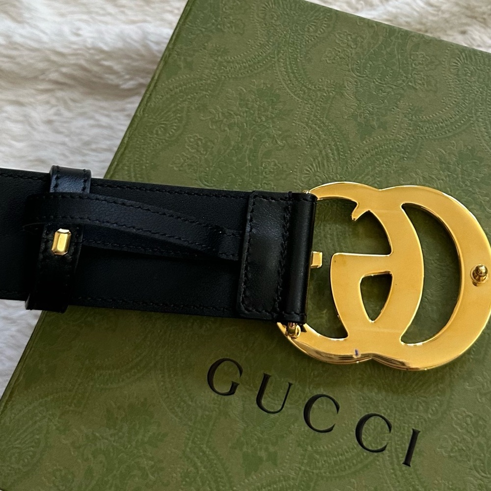 Gucci GG Marmont Leather Belt With Shiny Buckle sz 80 - Picture 6 of 15
